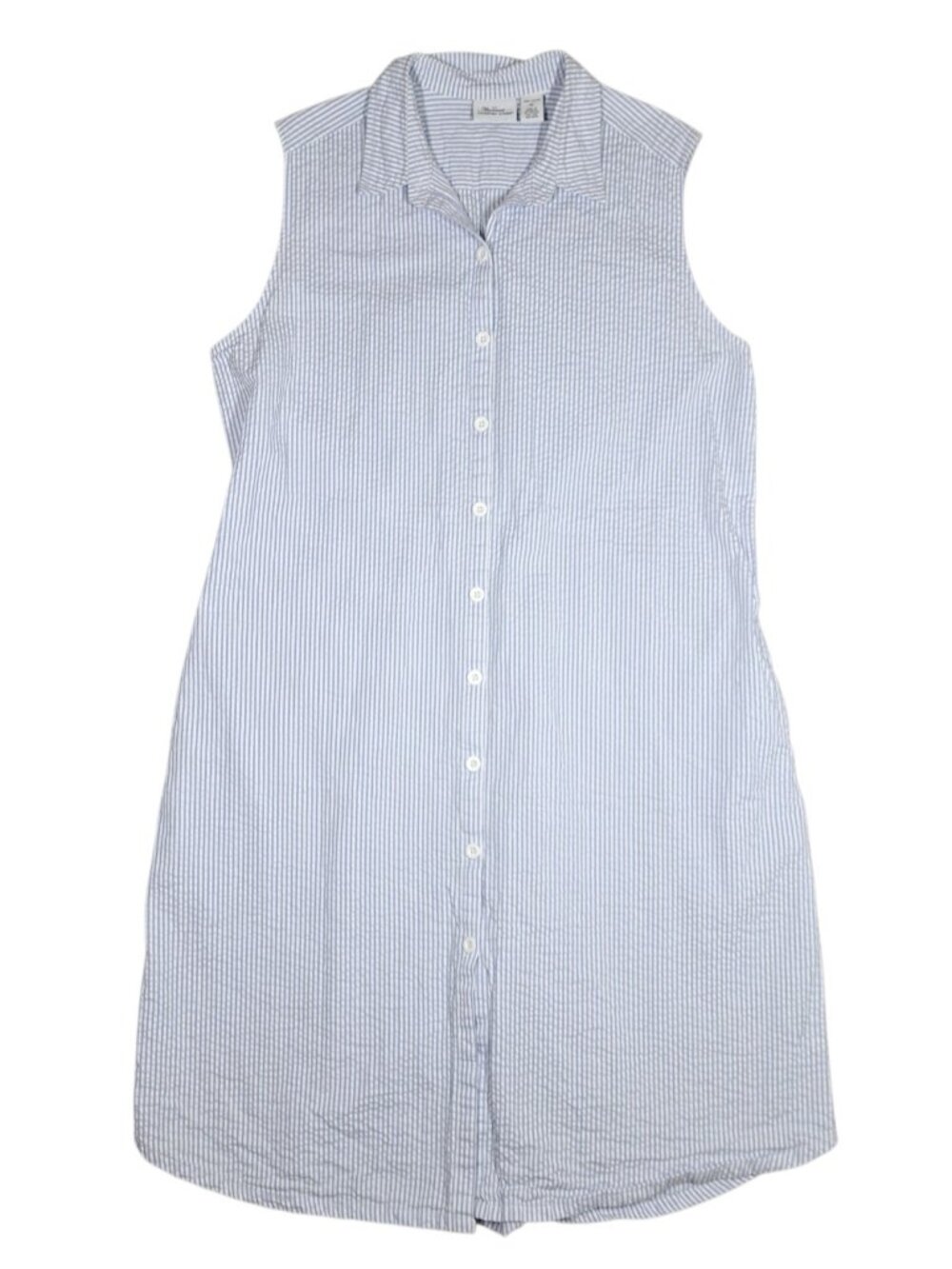 The Vermont Country Store Seersucker Dress XL Blue Grandmacore Cottagecore Midi